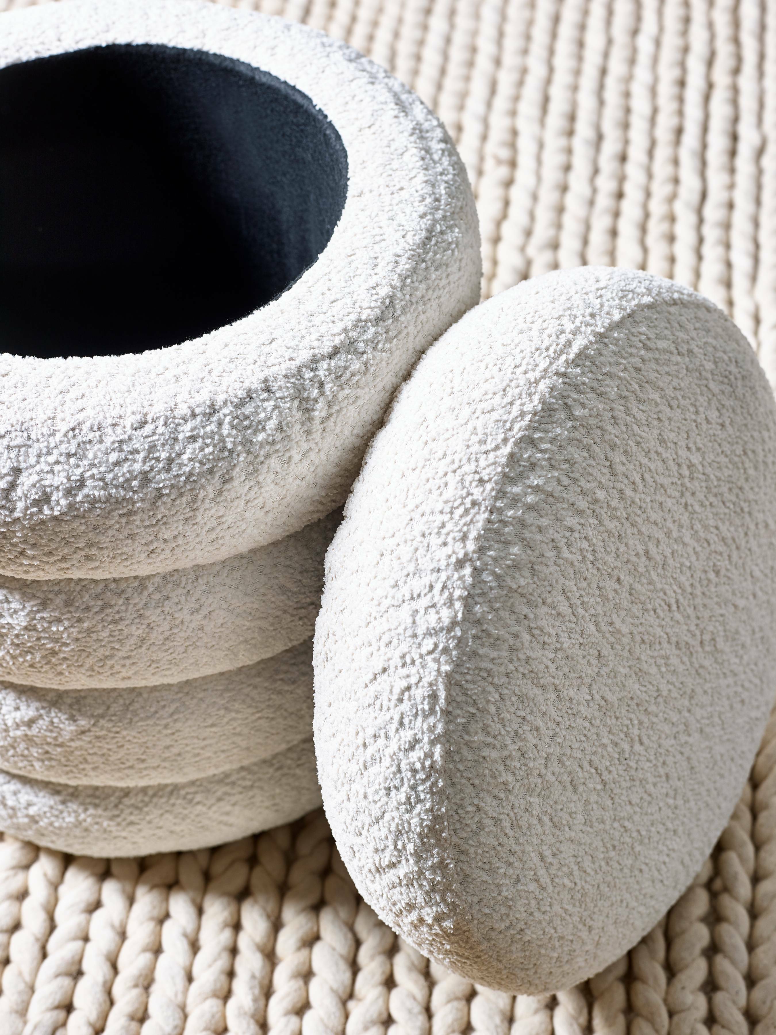 Alana Ivory Boucle Storage Pouffe